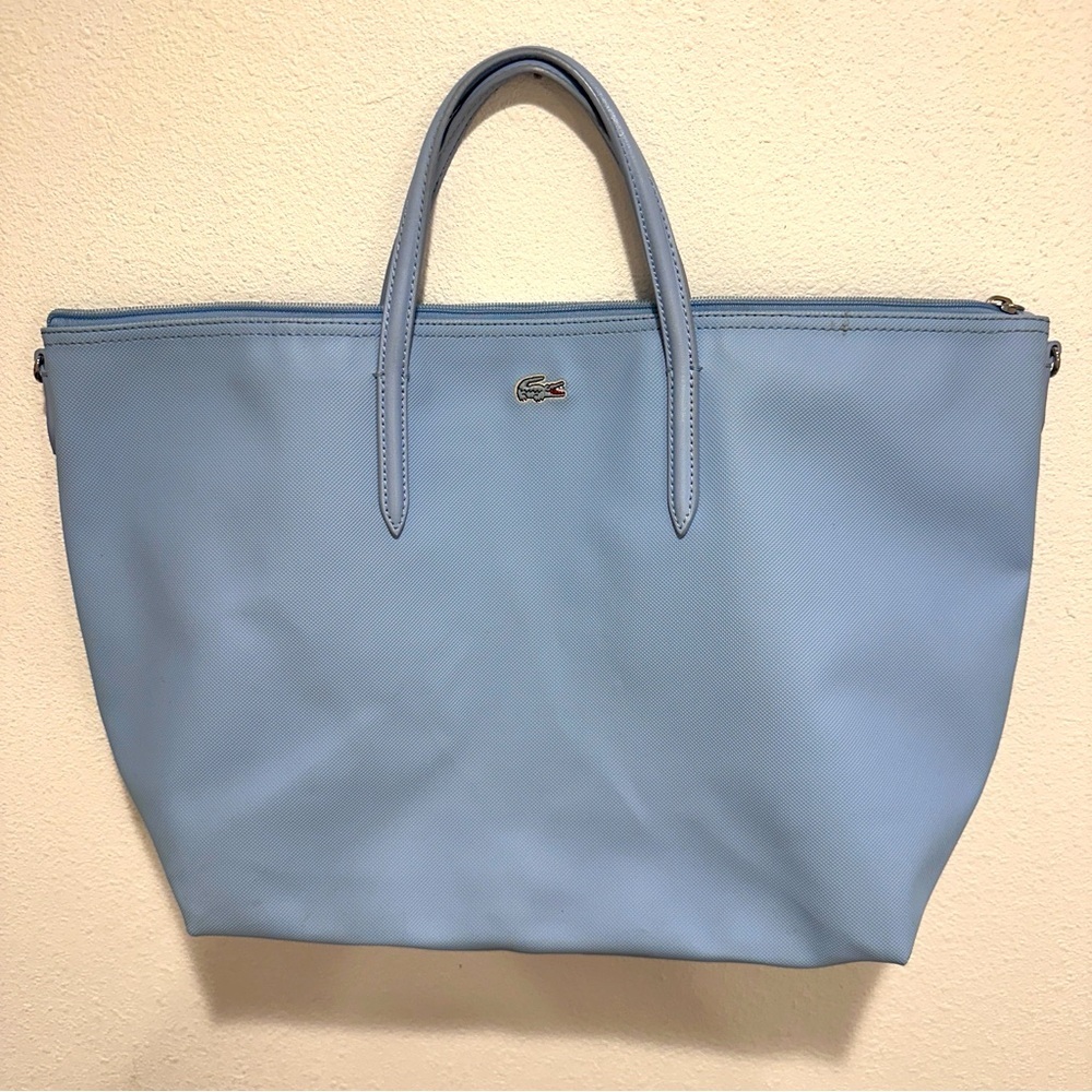 Lacoste Light Blue Leather Tote Bag